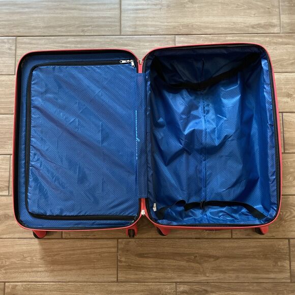 Tommy Bahama Teal & Pink Rolling Luggage Hardshell Wheeled 22"x9”x14 Crack Shell - Picture 7 of 12